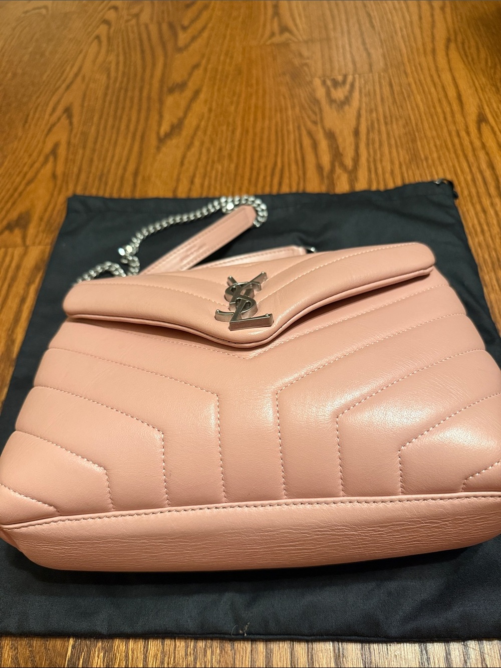 Pink Chevron Quilted Leather Shoulder Bag